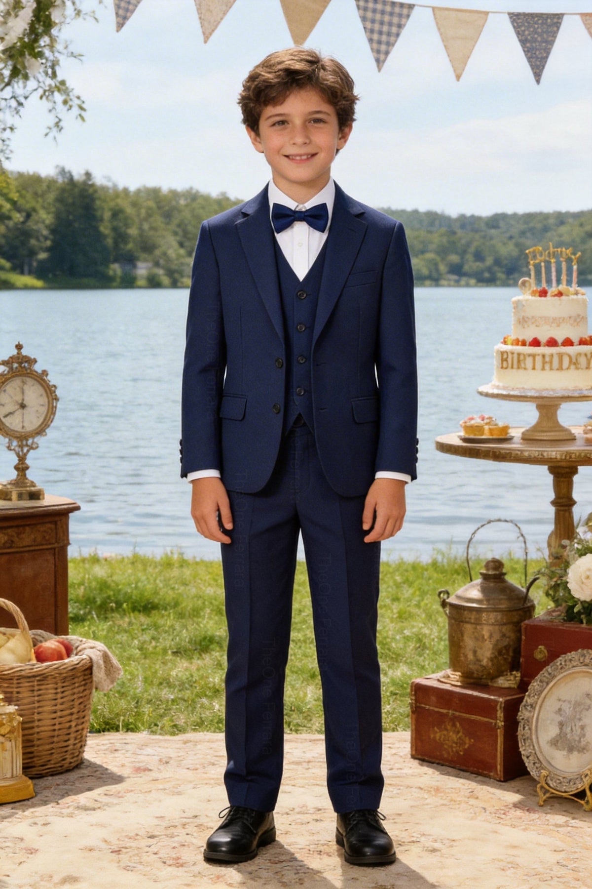 Abito Cerimonia Bambino Azzurro pastello freddo -Blu Elegante 1–16 Anni – Completo 5 Pezzi-TheOne