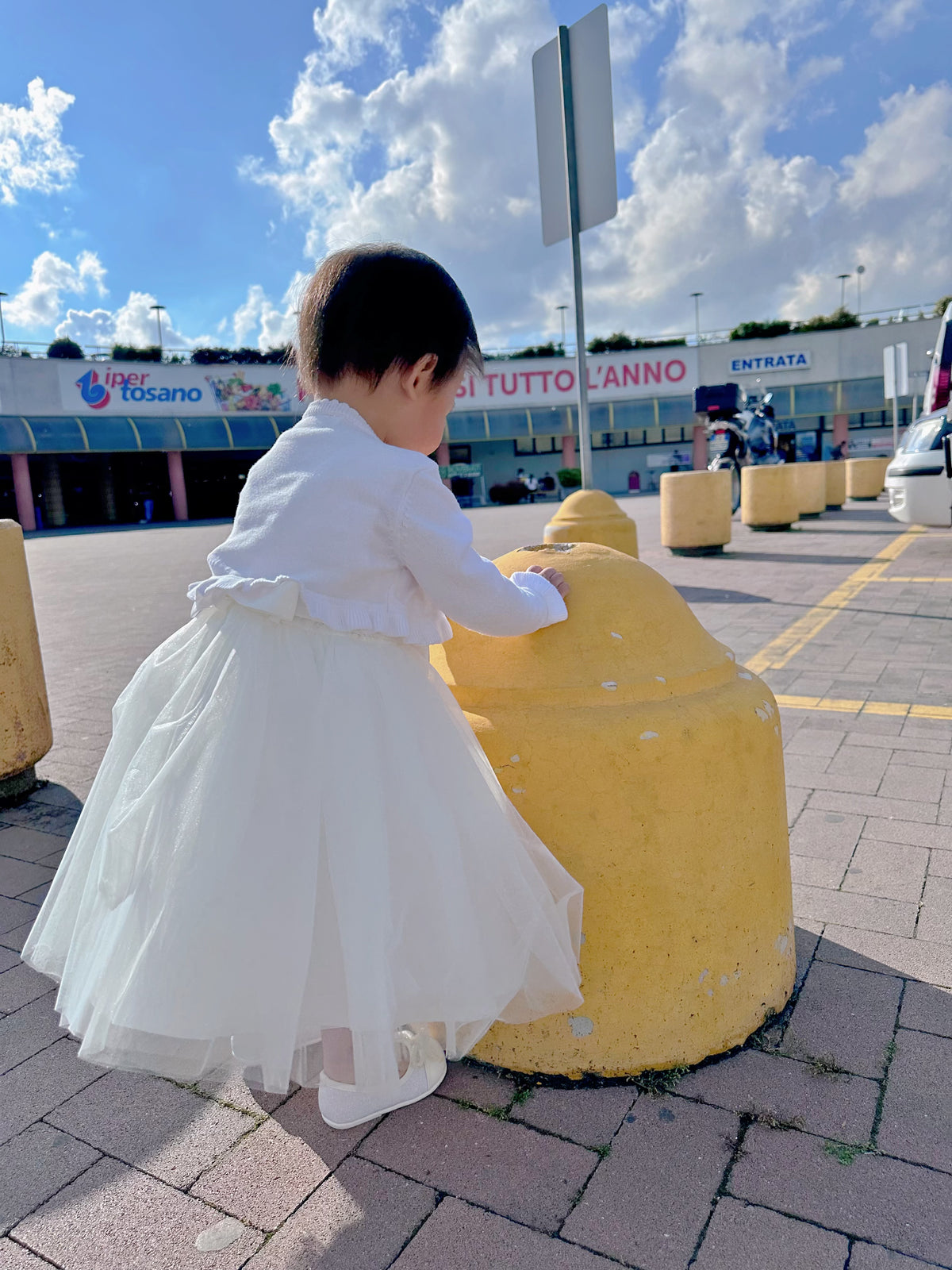 Cardigan in maglia 100% cotone per bambina – Rosa & Bianco