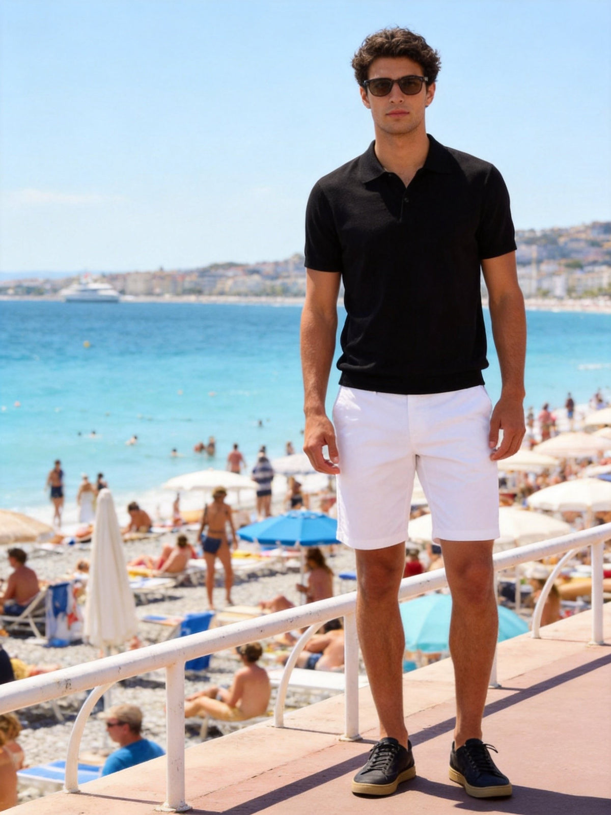 Bermuda Uomo Cotone Elasticizzato Slim Fit Turchese Estivi Casual - 7902