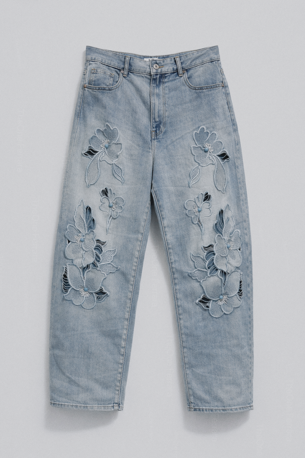 Jeans Donna Wide Leg Ricamati – Pantaloni Denim Morbidi a Gamba Larga 2068 Denim Blue