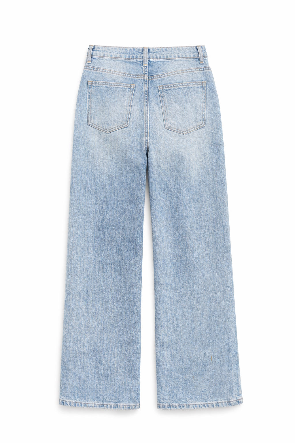Jeans Donna Wide Leg Elasticizzati a Vita Alta con Patch Decorativi – Denim Chiaro 9110 -TheOne