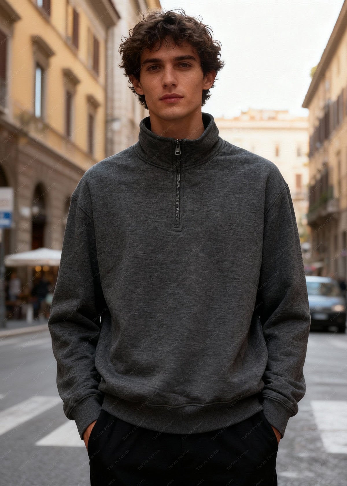 Felpa Unisex con Mezza Zip Foderata in Pile - Pullover Caldo Invernale