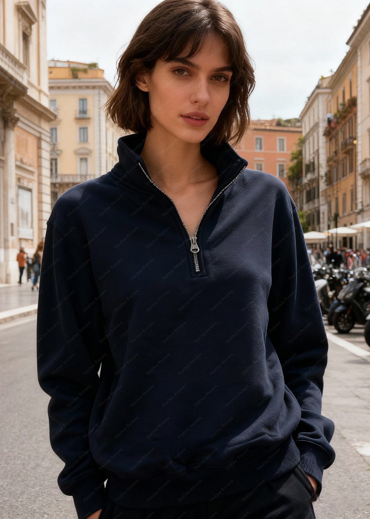 Felpa Unisex con Mezza Zip Foderata in Pile - Pullover Caldo Invernale