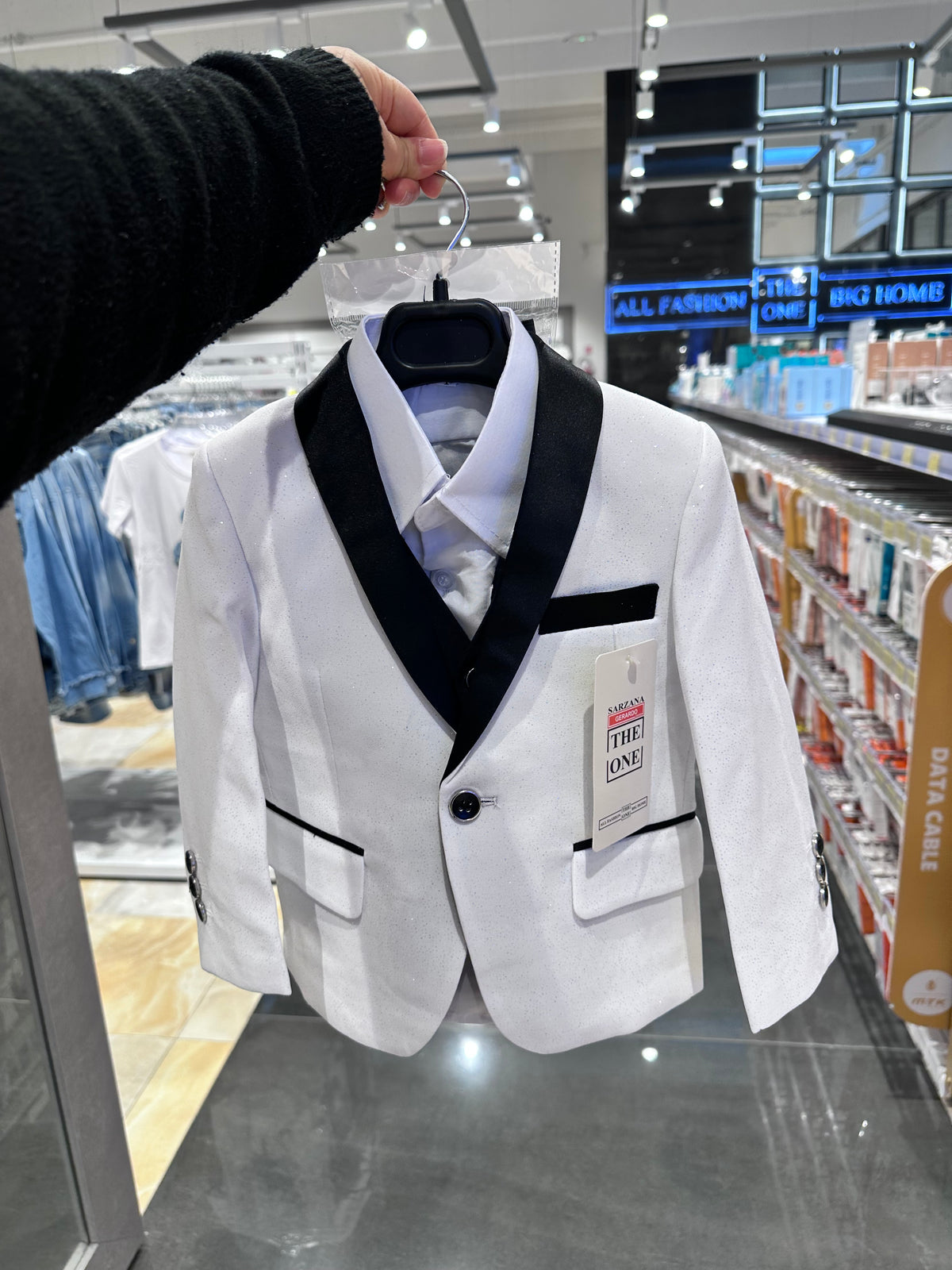 Completo elegante bambino bianco e nero 5 pezzi | 1-16 anni