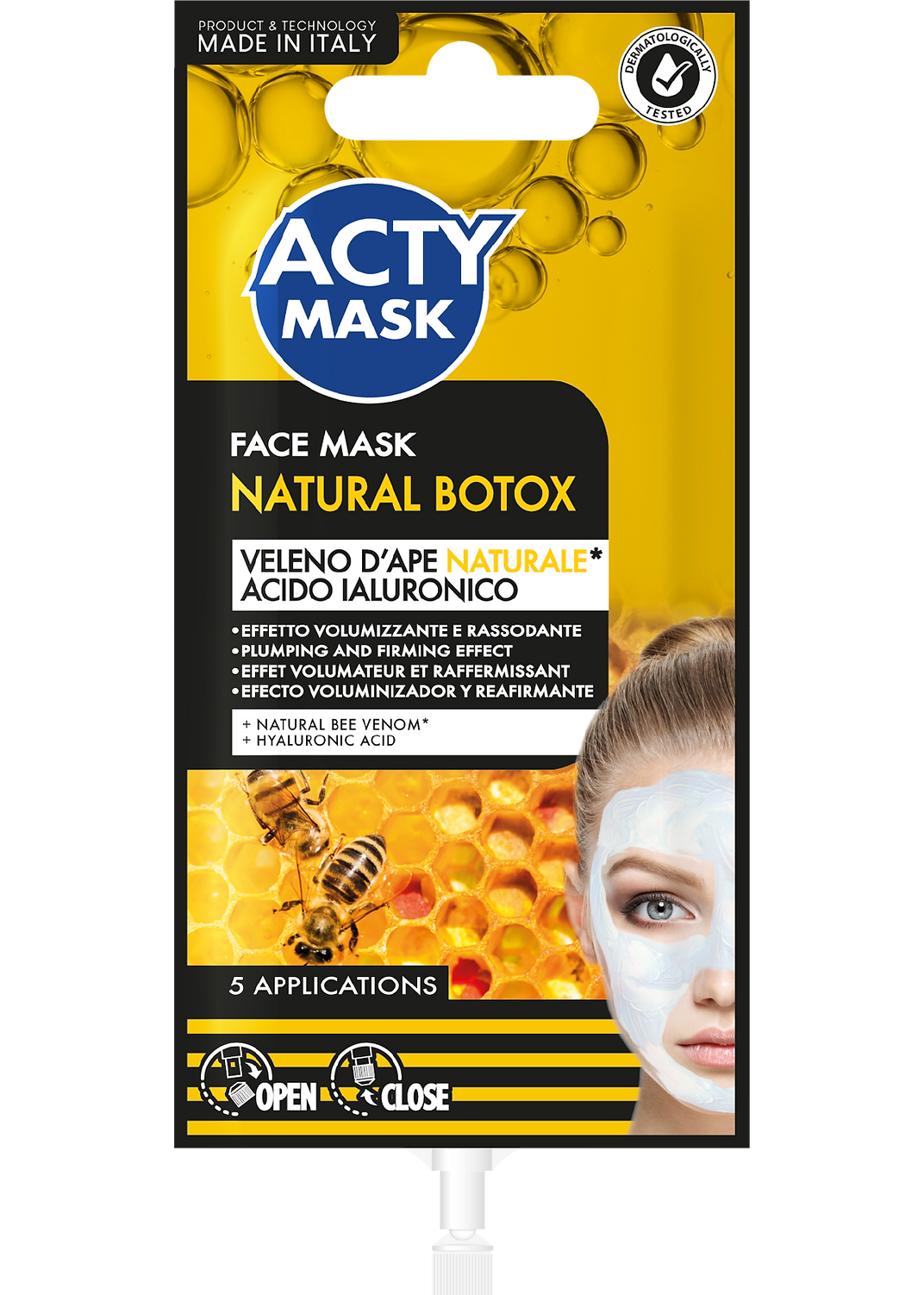 Maschera Viso Botox con Veleno d'Ape Naturale e Acido Ialuronico