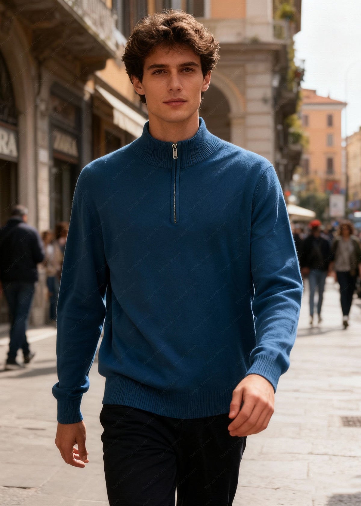 Maglione Uomo Mezza Zip - Pullover Viscosa Modal Collo Alto c t-007