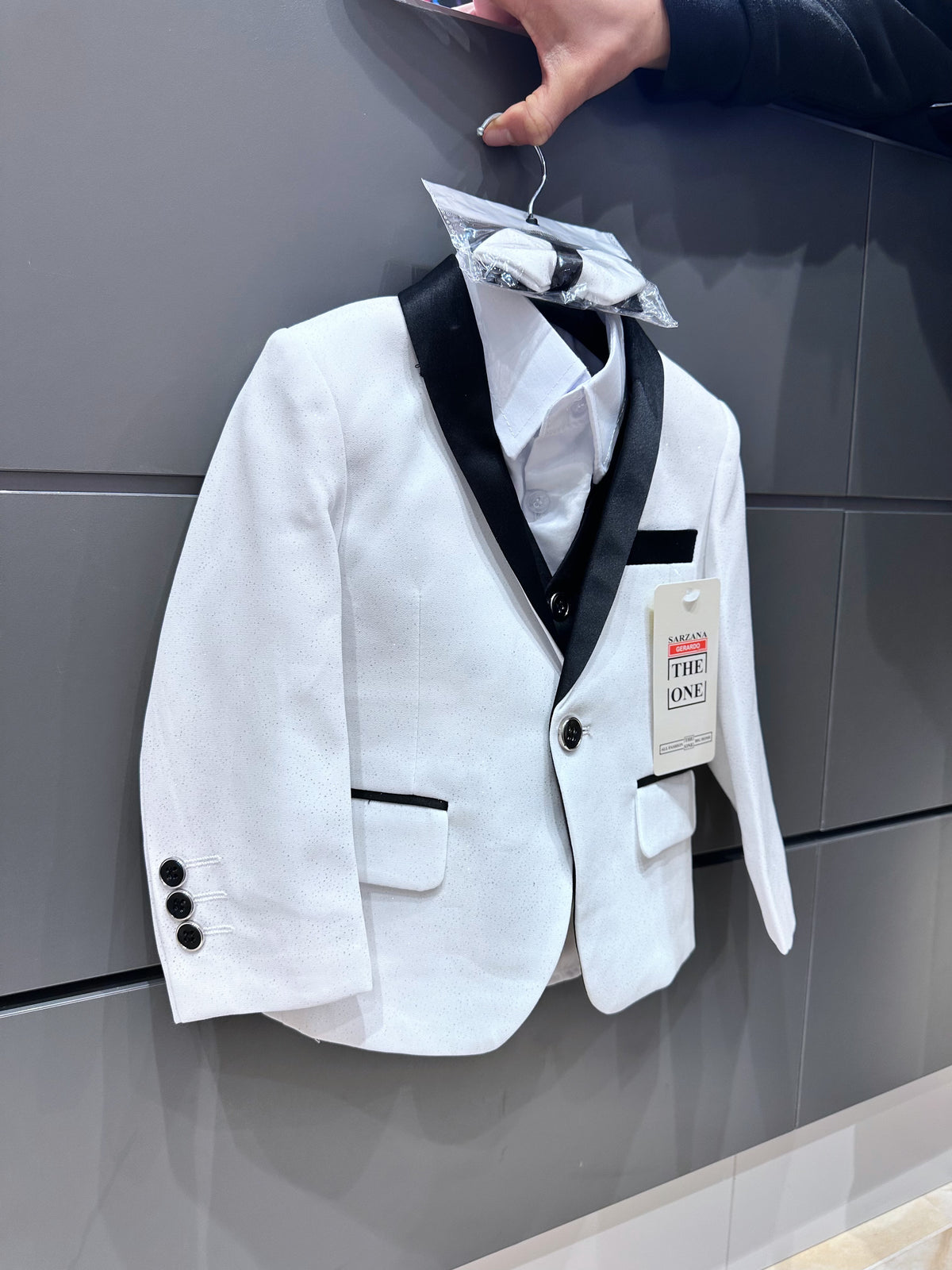 Completo elegante bambino bianco e nero 5 pezzi | 1-16 anni 80%Poliestere 20%Cottone