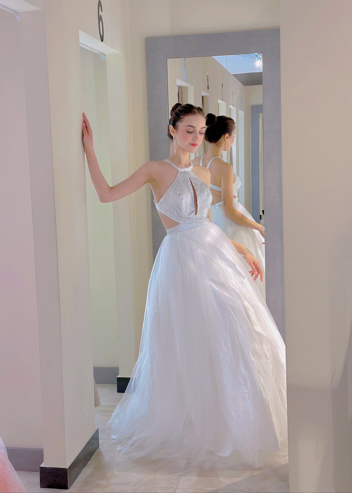 Abito da Sera Principessa – Bianco Iridescente