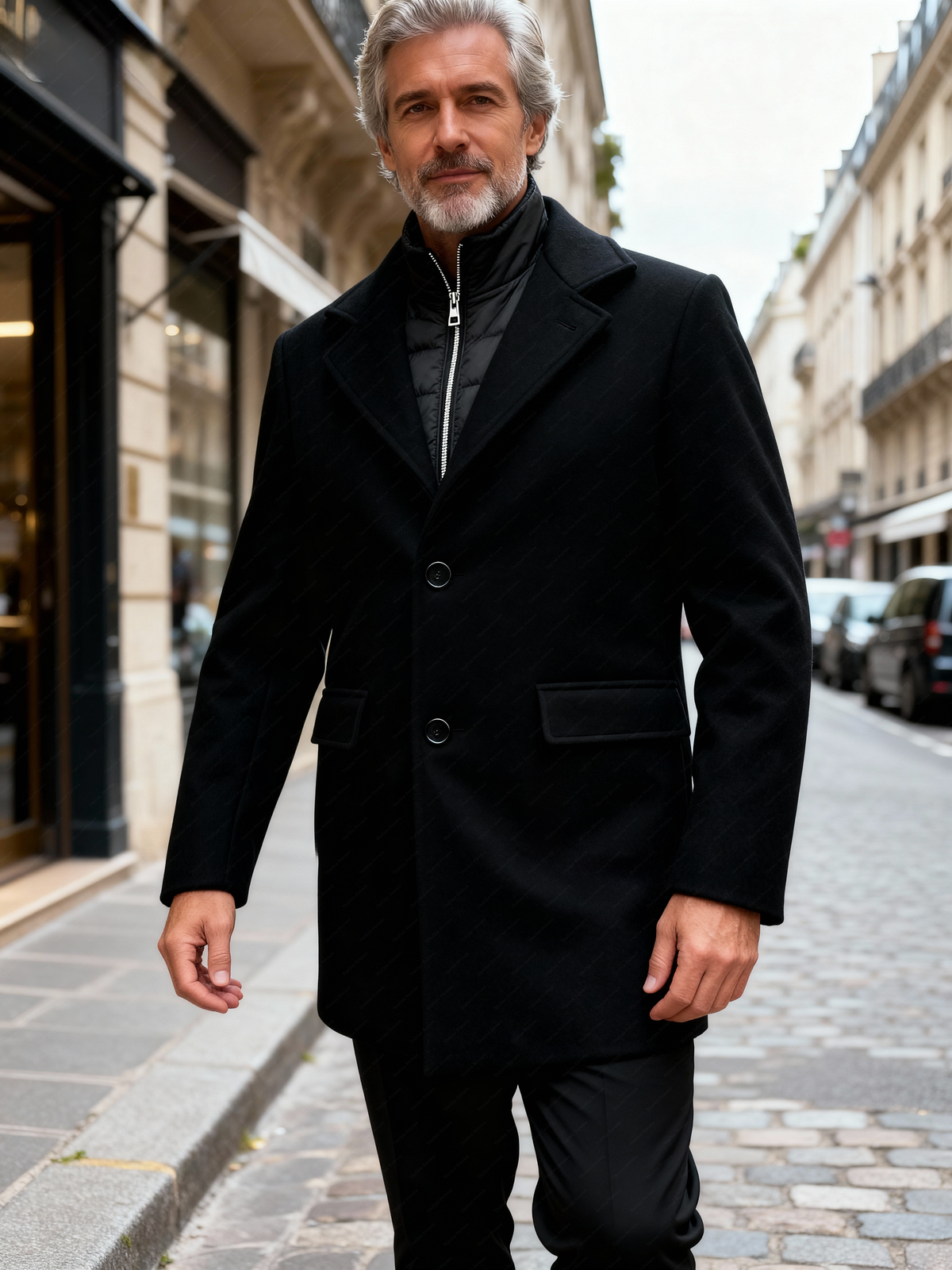 Cappotto Uomo con Pettorina Removibile – Lana e Poliestere | Sartoria Italiana 116M