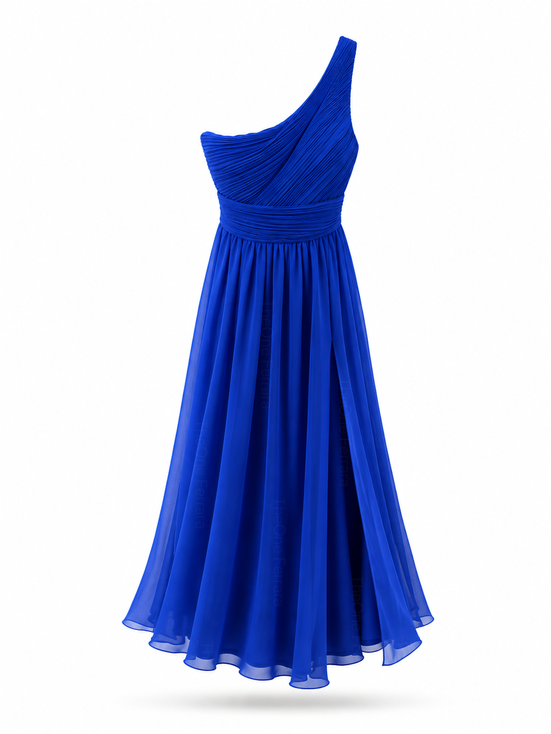 Abito Damigella Monospalla in Chiffon con Spacco Laterale