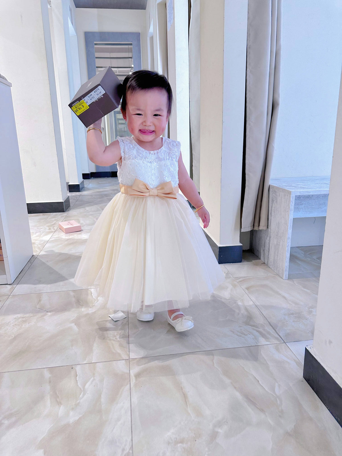 Vestito da Cerimonia per Bambina (3M–23M) | Abito da Principessa in Tulle 6M Champagne