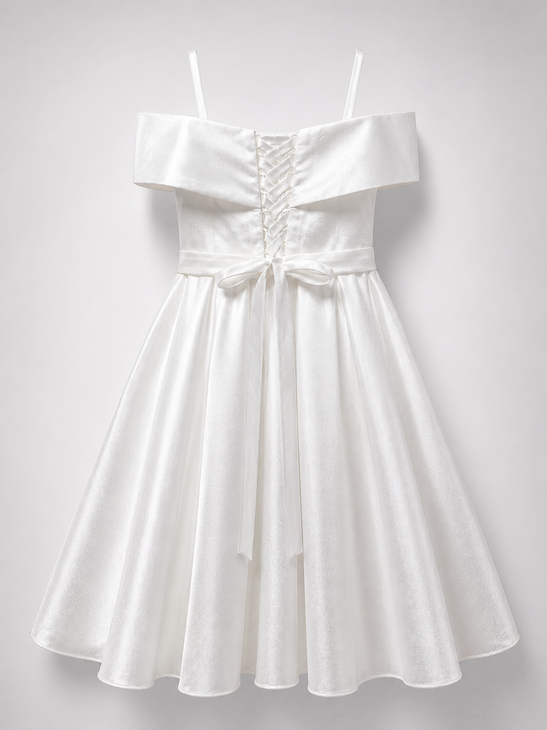 Vestito Ragazza Elegante Off Shoulder Effetto Taffetà Principessa