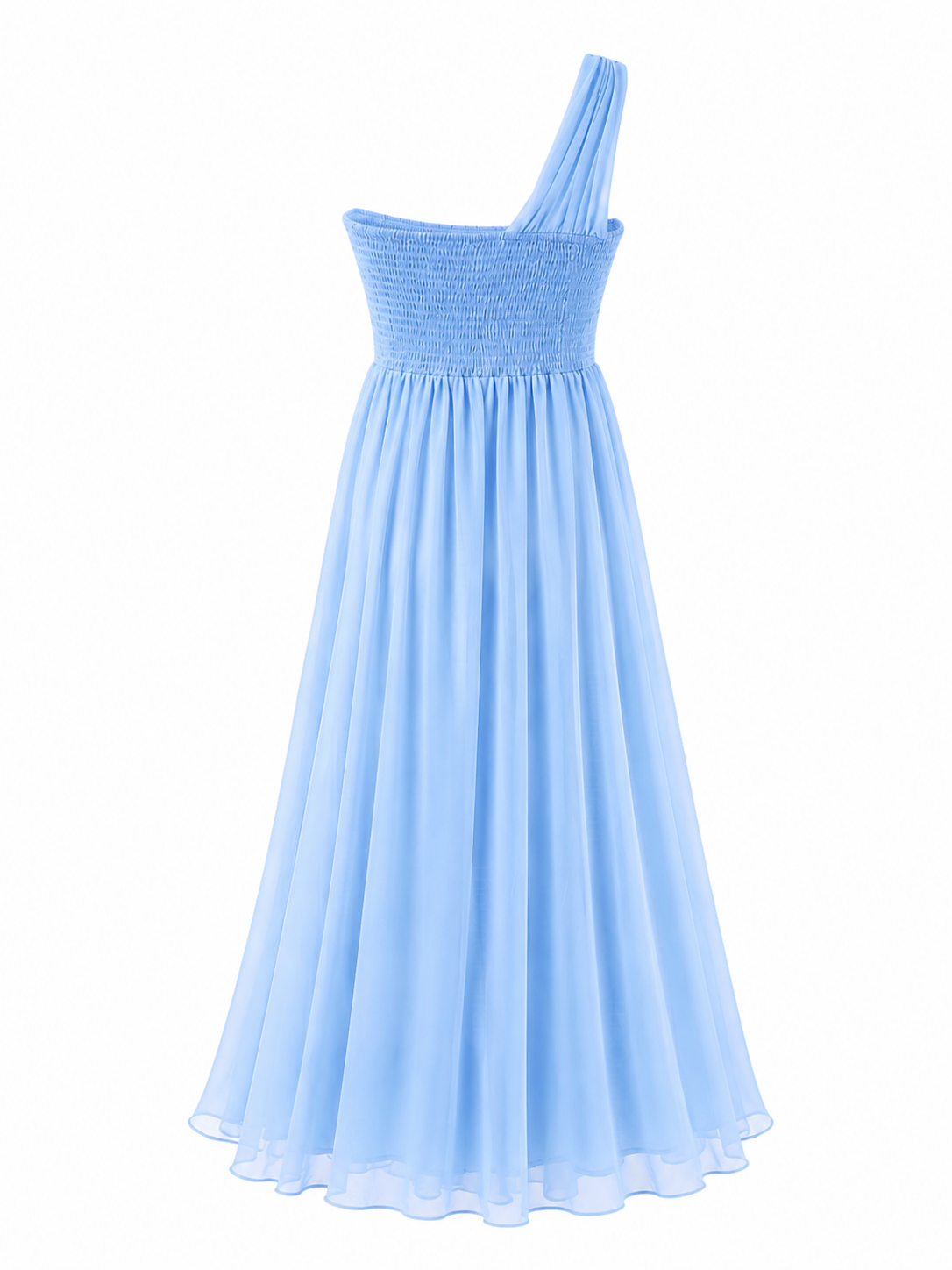 Abito Damigella Monospalla in Chiffon con Spacco Laterale