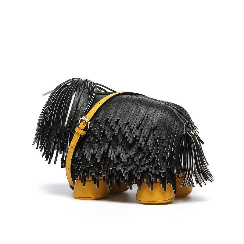 Borsa a forma di cagnolino|Borsa a tracolla creativa e carina|Accessorio alla moda per ragazze Nero