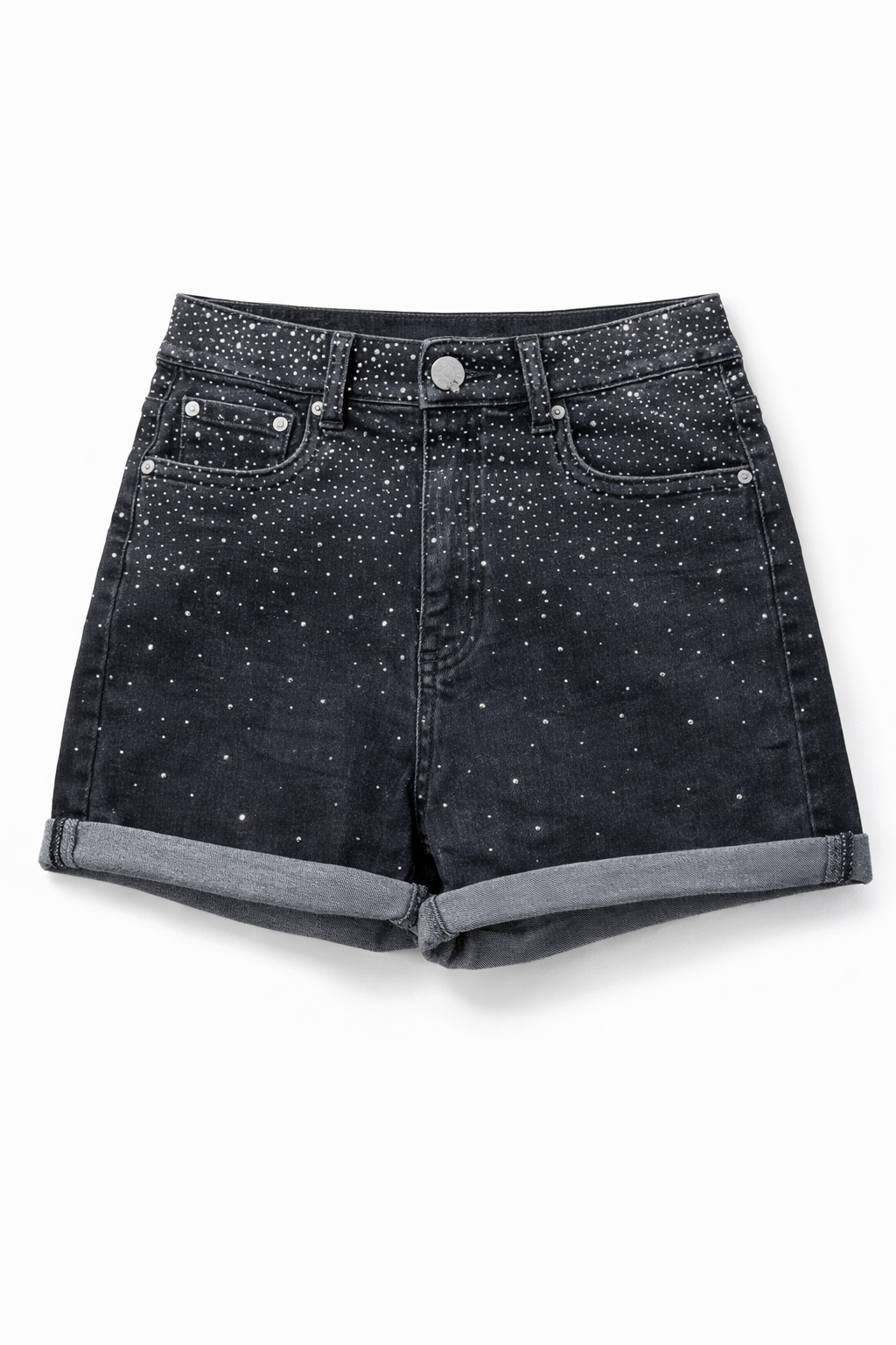 Shorts Jeans Donna con Strass – Pantaloncini Denim Vita Alta Estivi Casual 7816