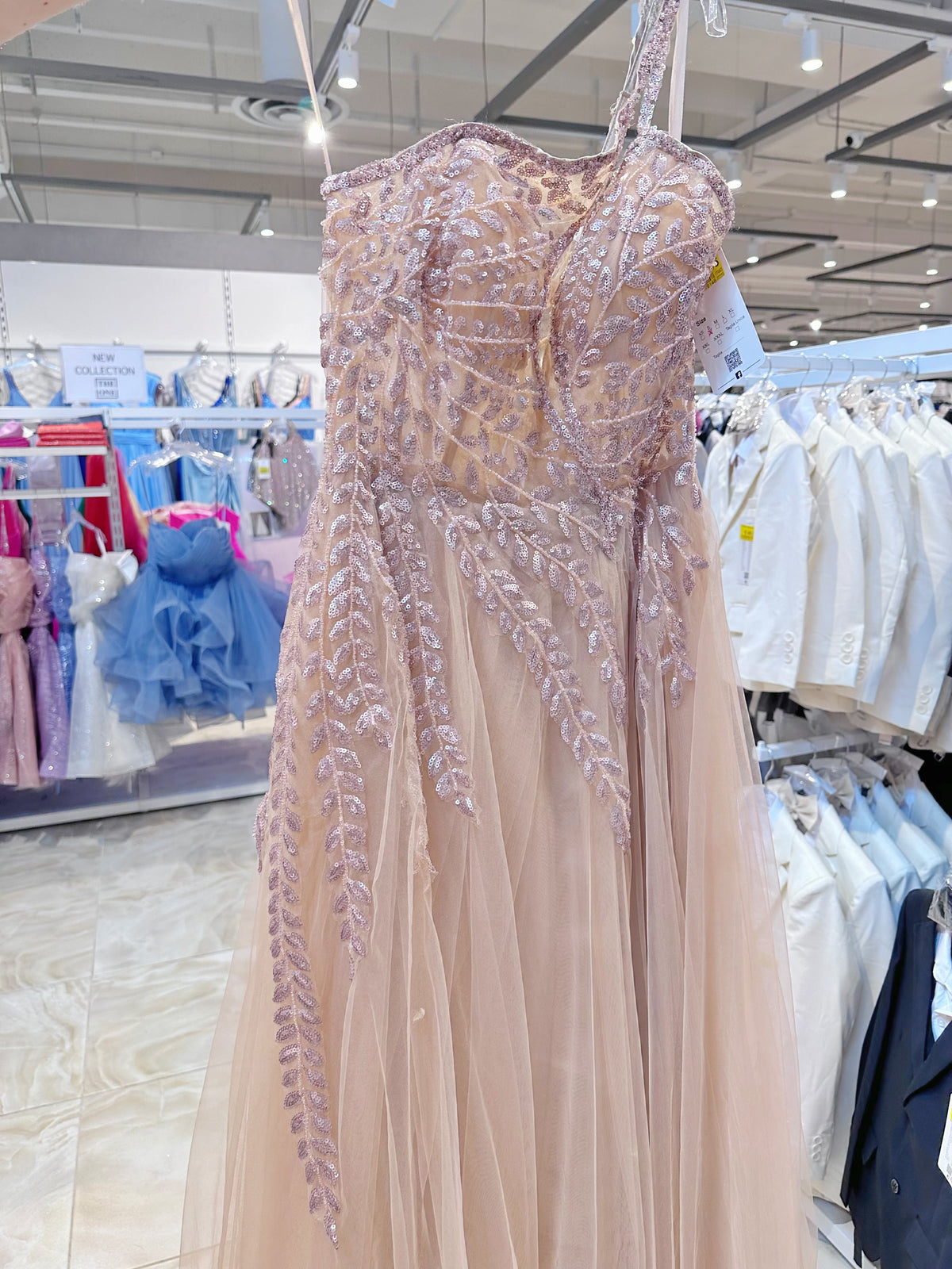 Abito da Sera Asimmetrico in Tulle Blu Reale