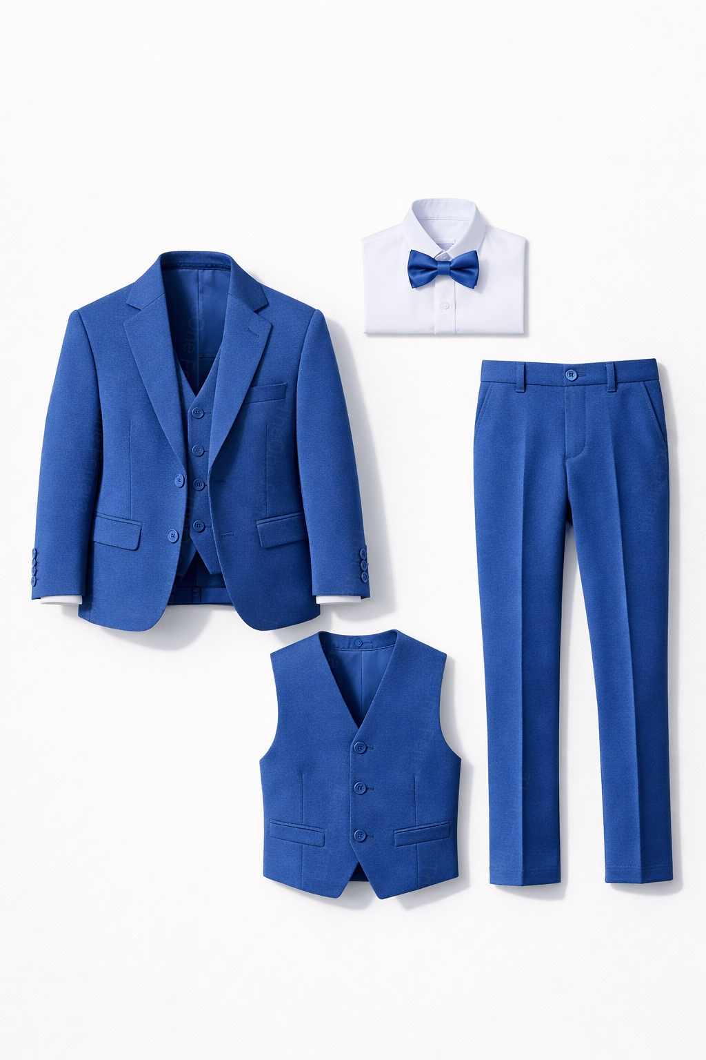 Completo Elegante Bambino Blu Classico 5 Pezzi Abito Cerimonia Matrimonio Comunione 1-16 Anni