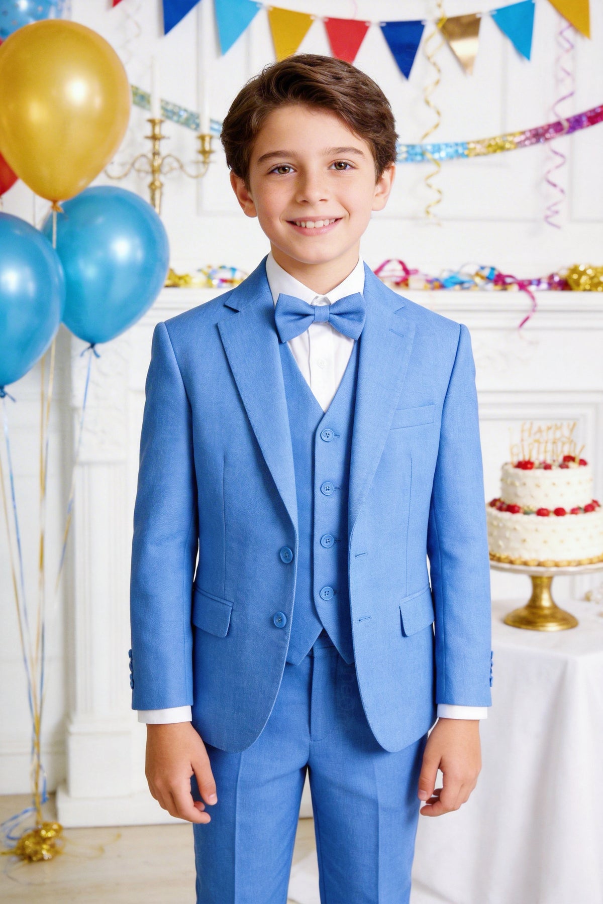 Completo Elegante Bambino Abito Cerimonia Matrimonio 5 Pezzi 1–16 Anni