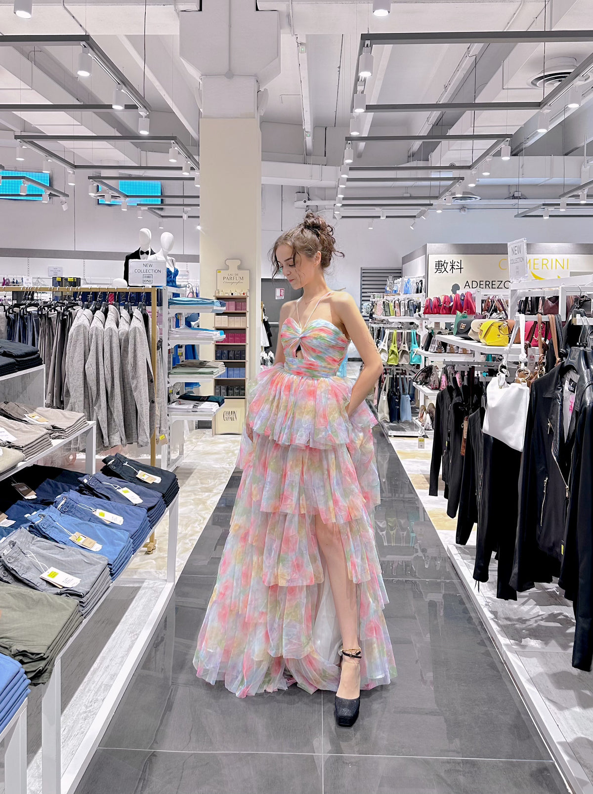 Abito da sogno arcobaleno stile Fairycore | Eleganza da fata Rosa S