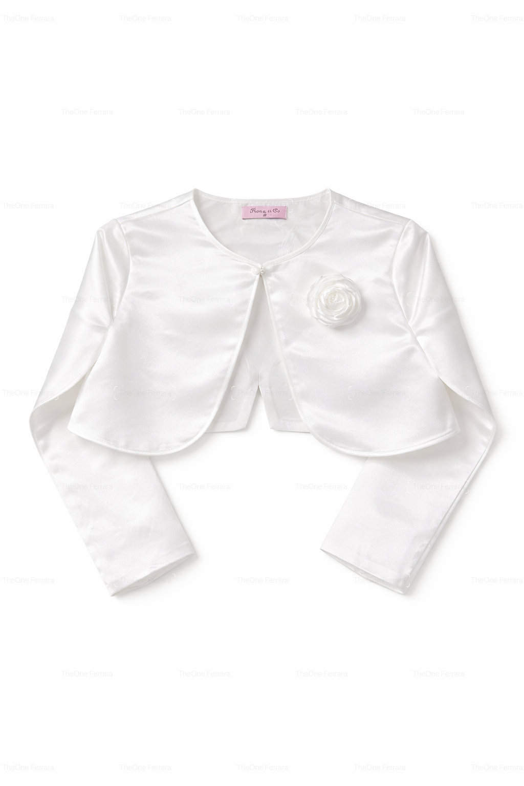 Bolero Bianco Bambina Elegante 2-14 Anni – Coprispalle Cerimonia con Fiocco Posteriore-23076 Bianco