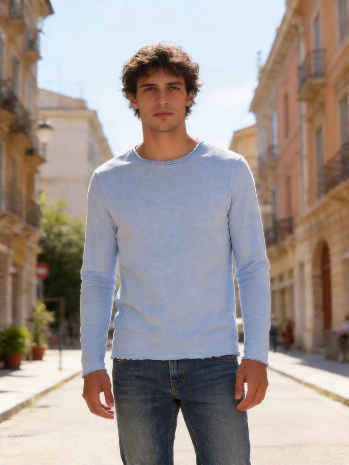 Maglia Uomo 100 Cotone Made in Italy Manica Lunga Casual S 3XL