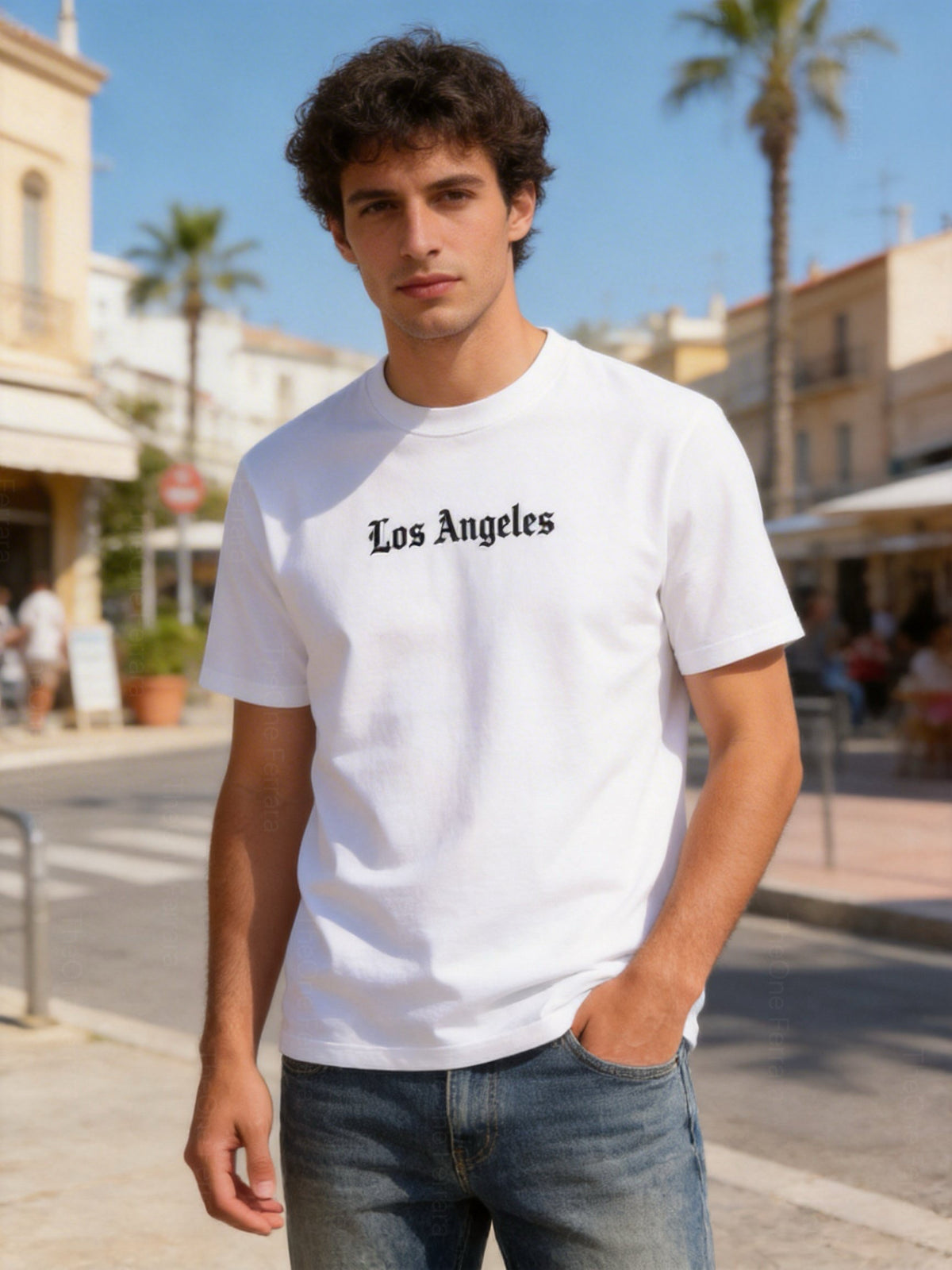 T-Shirt Uomo Los Angeles – Stampa Gotica Made in Italy