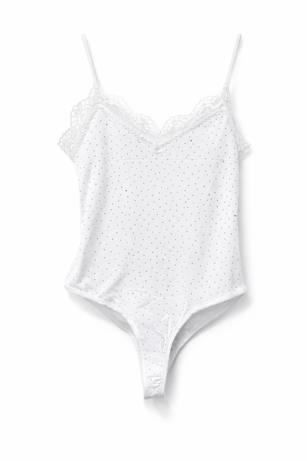 Body Donna con Strass e Pizzo – Body Sexy Spalline Sottili Elegante 76162