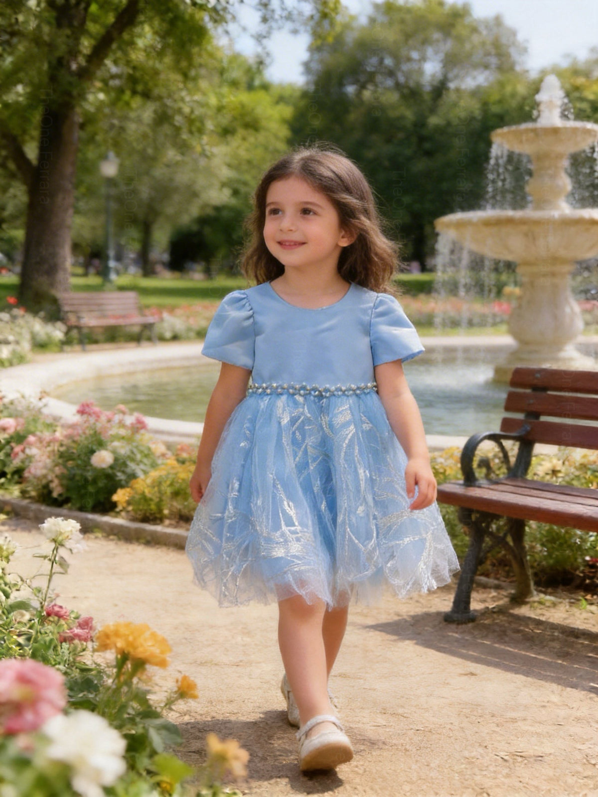 Vestito azzurro principessa bambina 3M–36M Cerimonia, Festa, Compleanno, Damigella。tiktok