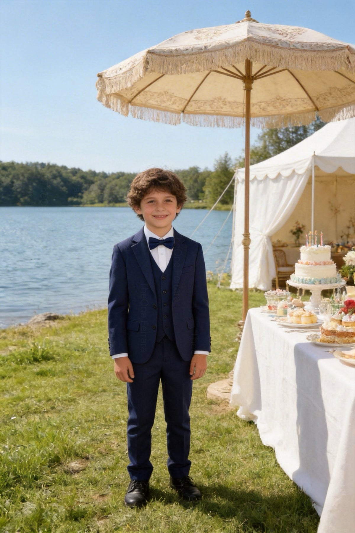 Abito Cerimonia Bambino Azzurro pastello freddo -Blu Elegante 1–16 Anni – Completo 5 Pezzi-TheOne