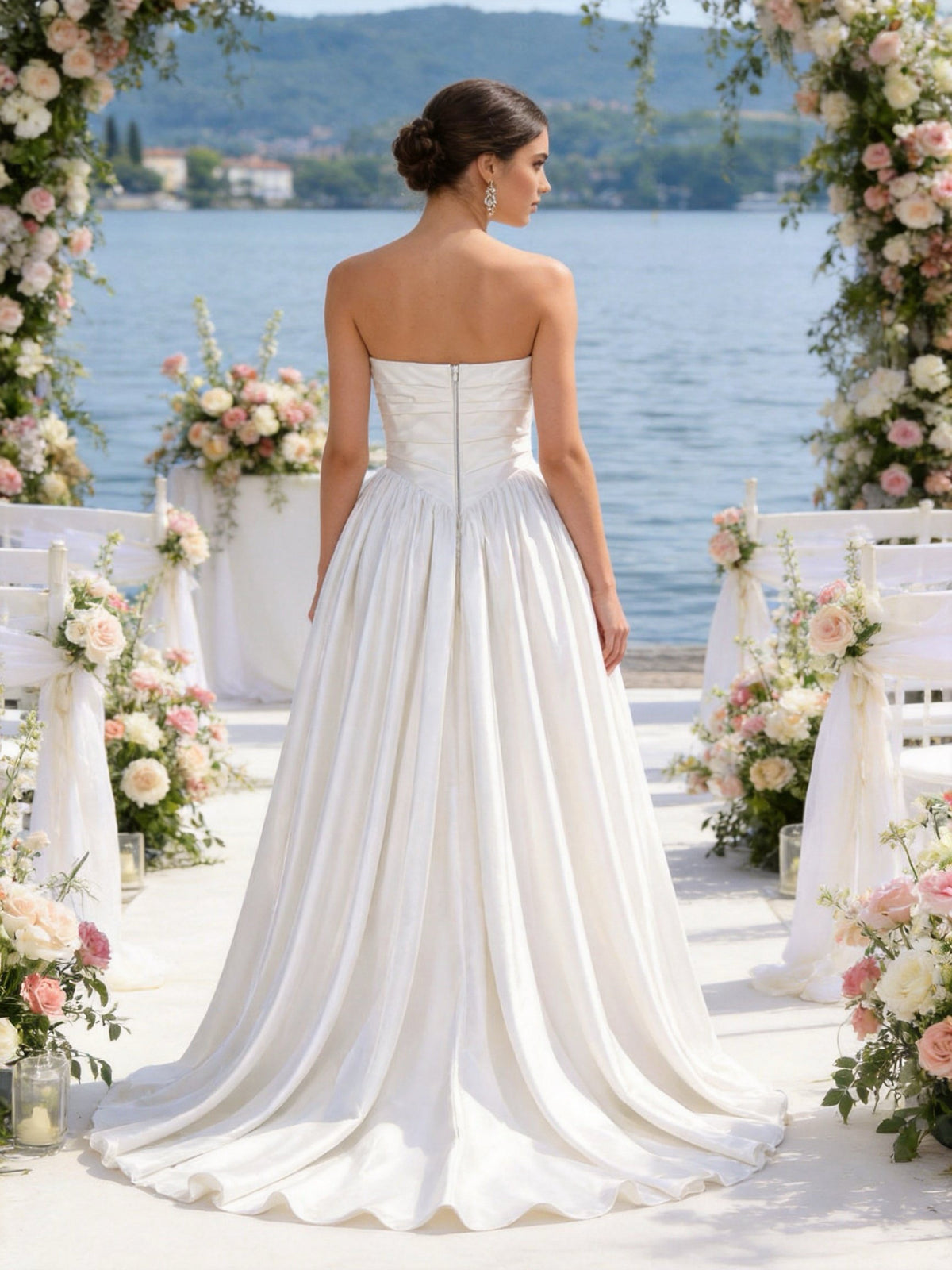 Abito da Sposa Senza Spalline in Raso – Principessa Elegante