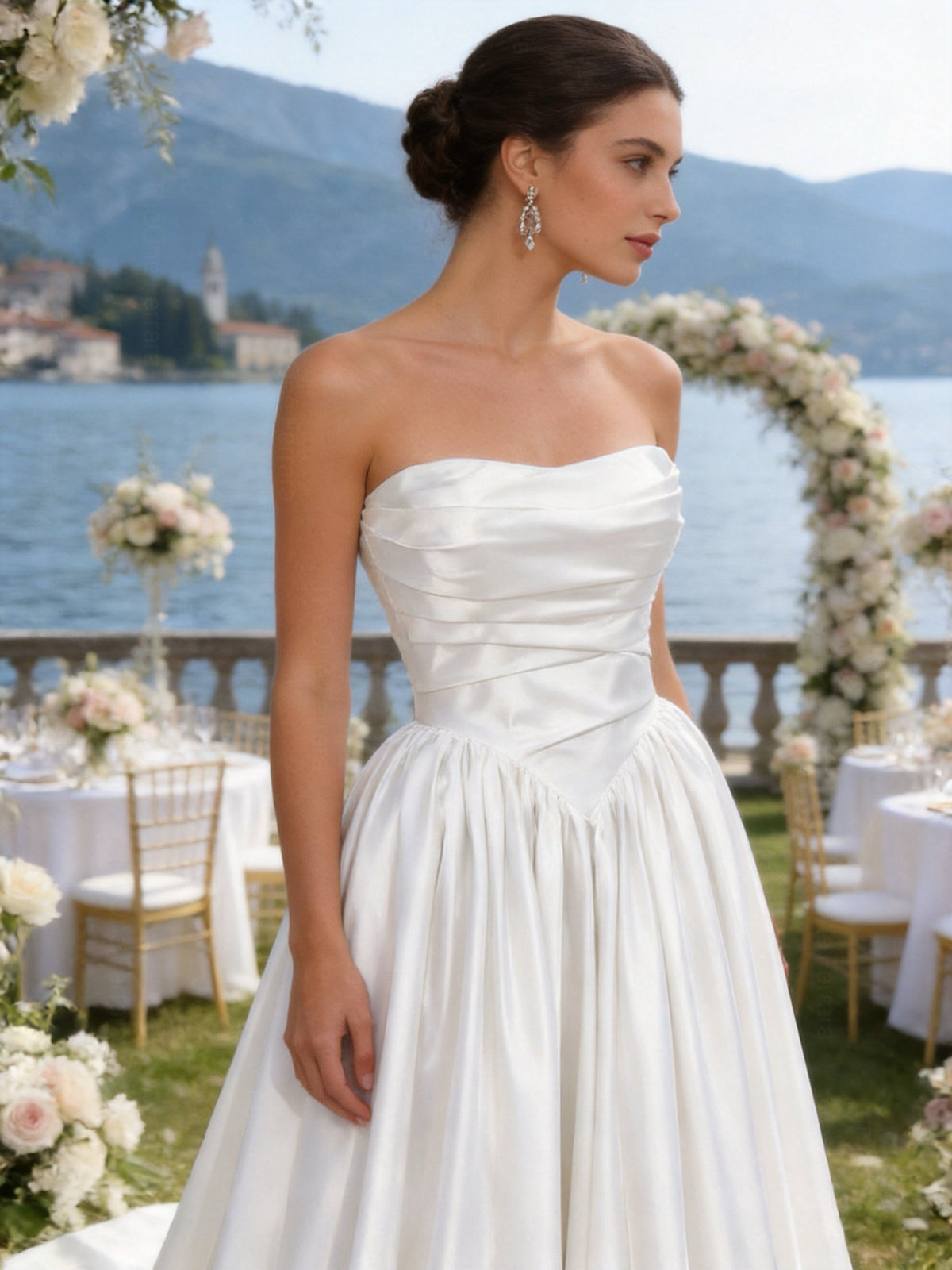 Abito da Sposa Senza Spalline in Raso – Principessa Elegante