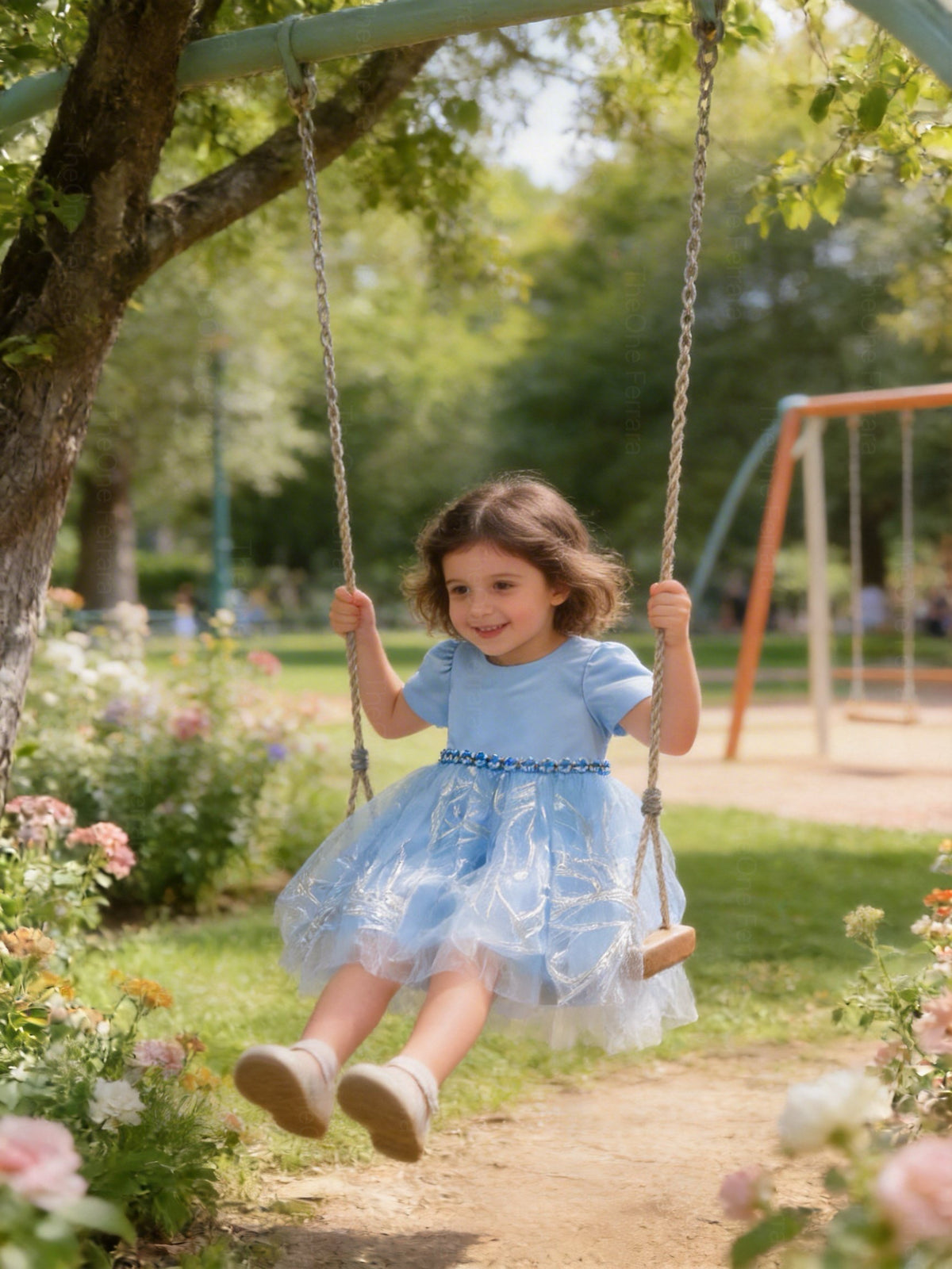 Vestito azzurro principessa bambina 3M–36M Cerimonia, Festa, Compleanno, Damigella。tiktok