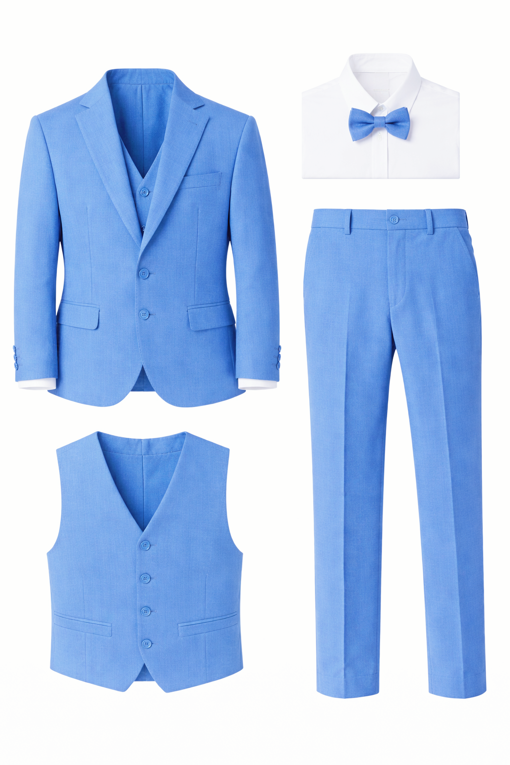 Completo Elegante Bambino Abito Cerimonia Matrimonio 5 Pezzi 1–16 Anni Azzurro cielo 80%Poliestere 20%Cottone