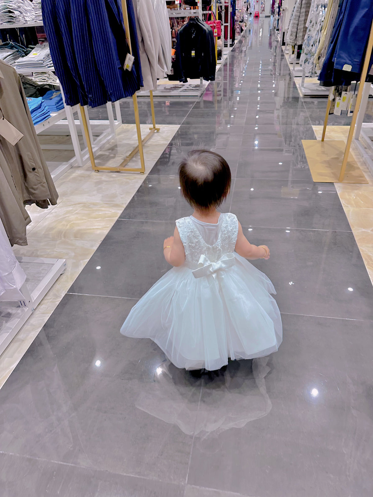 Abito da principessa per bambina - Vestito in pizzo bianco。3M-36M