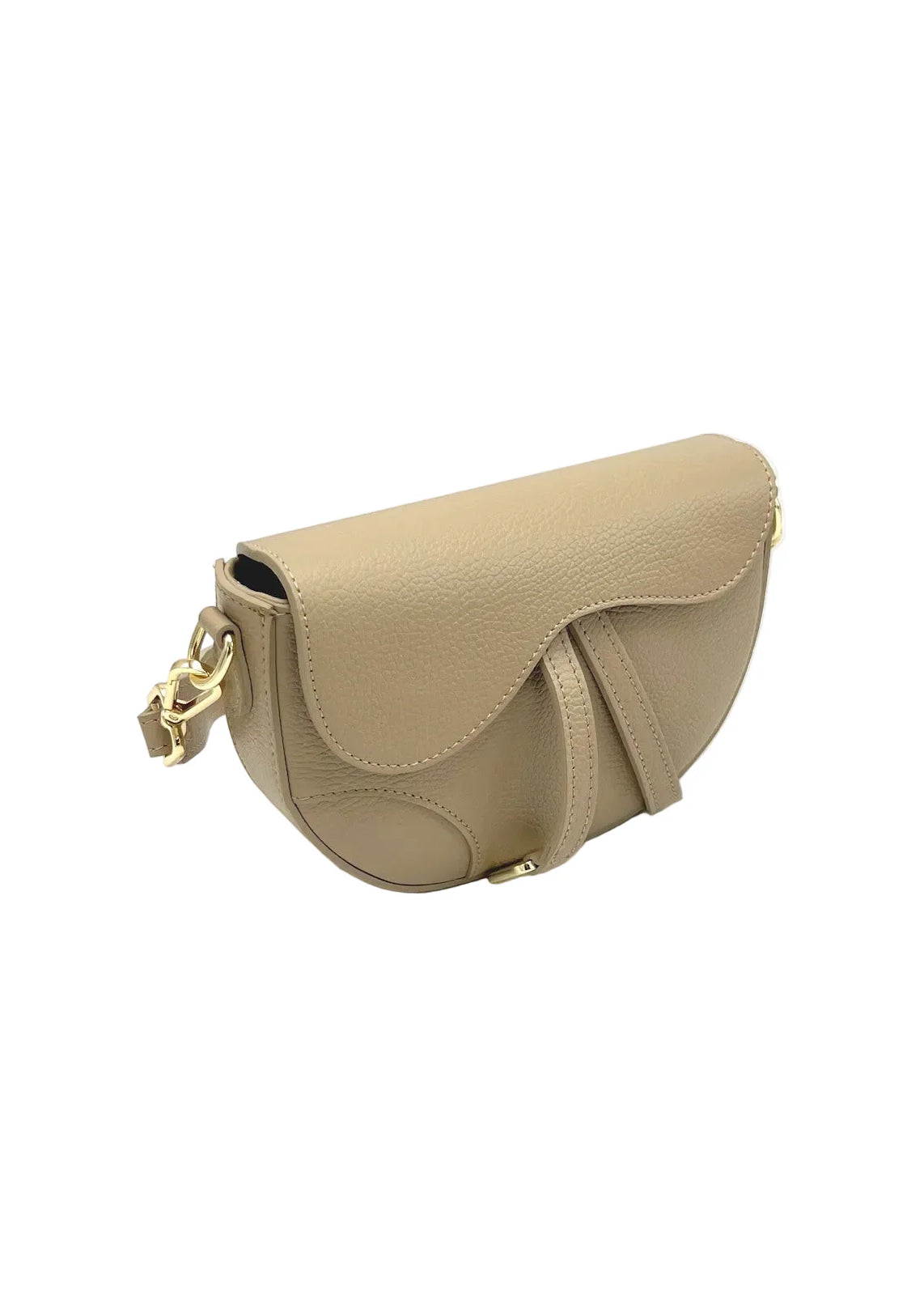 Borsa a Tracolla da Donna in Vera Pelle, 2 Tracolle Removibili, Made in Italy – art. 112736 Kakhi