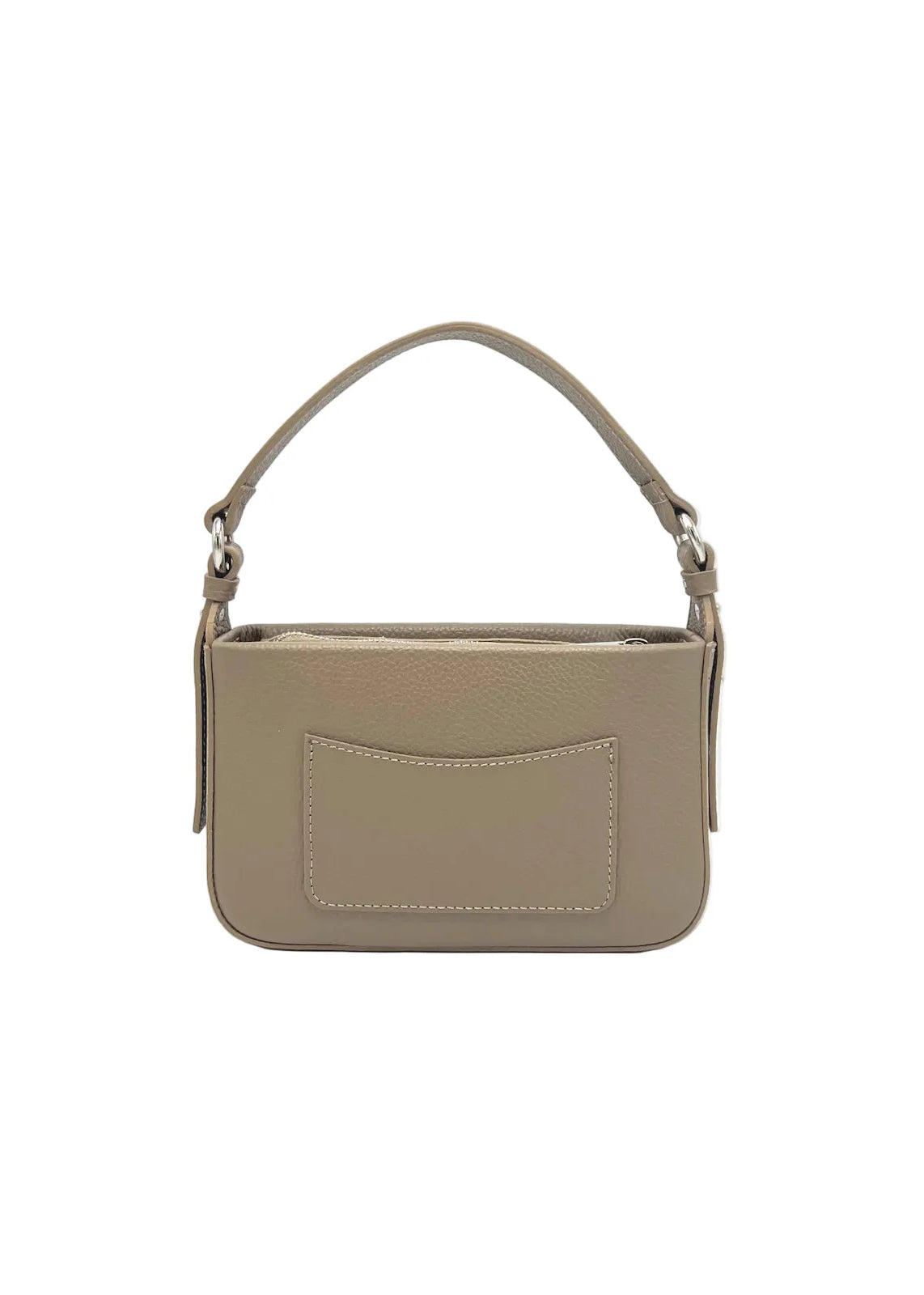 Borsa a tracolla piccola in vera pelle, Made in Italy, art. 112753 Kakhi