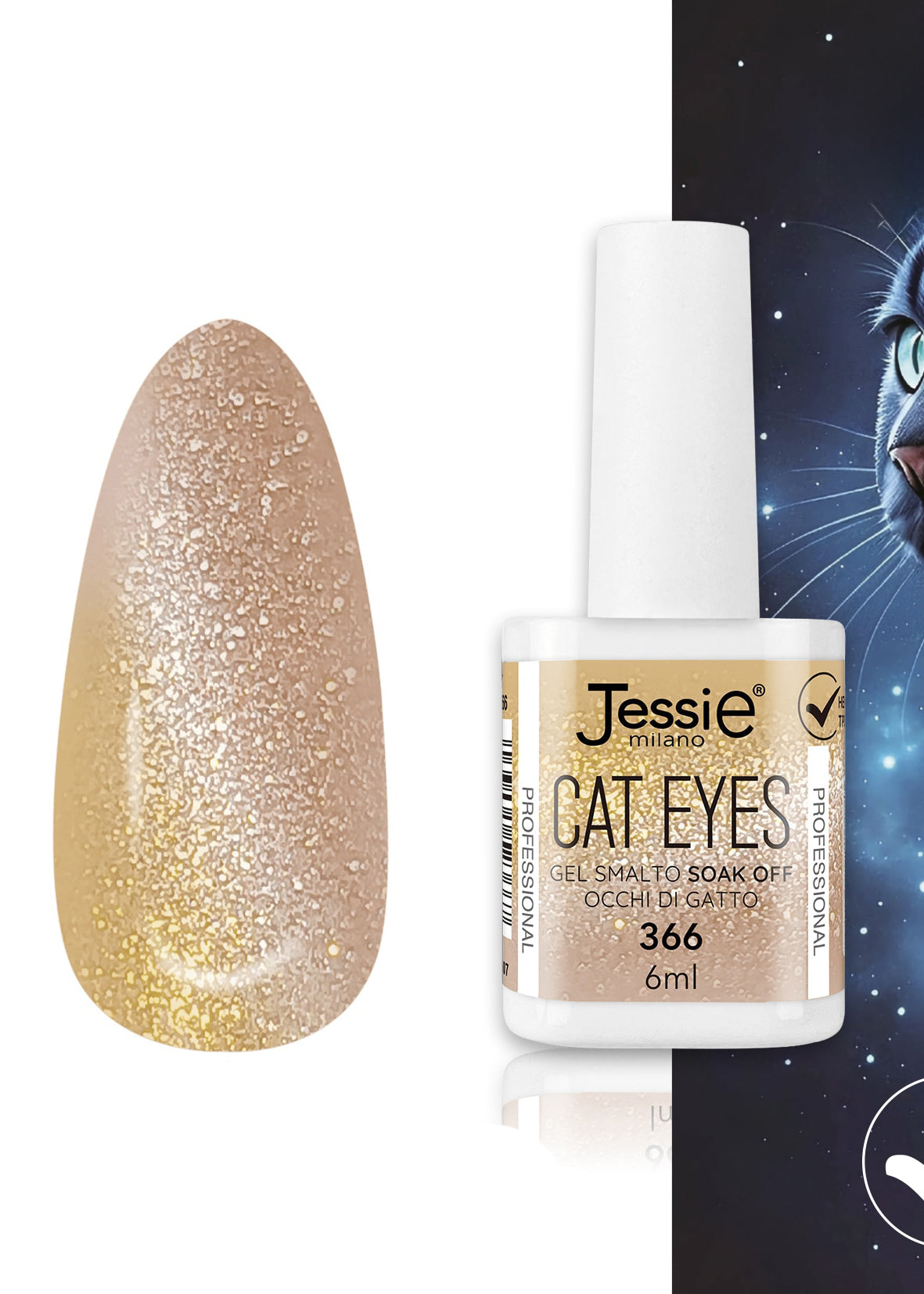 Gel Smalto Cat Eye Semipermanente 6ml – Jessie Milano | 24 Colori Oro - 366
