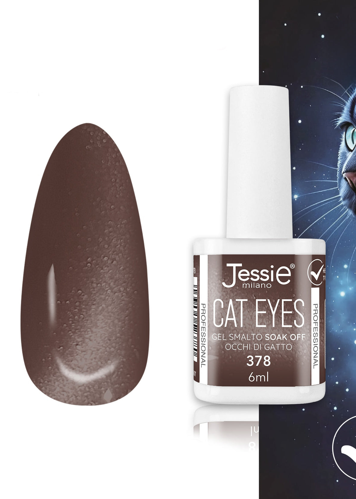 Gel Smalto Cat Eye Semipermanente 6ml – Jessie Milano | 24 Colori Marrone - 378
