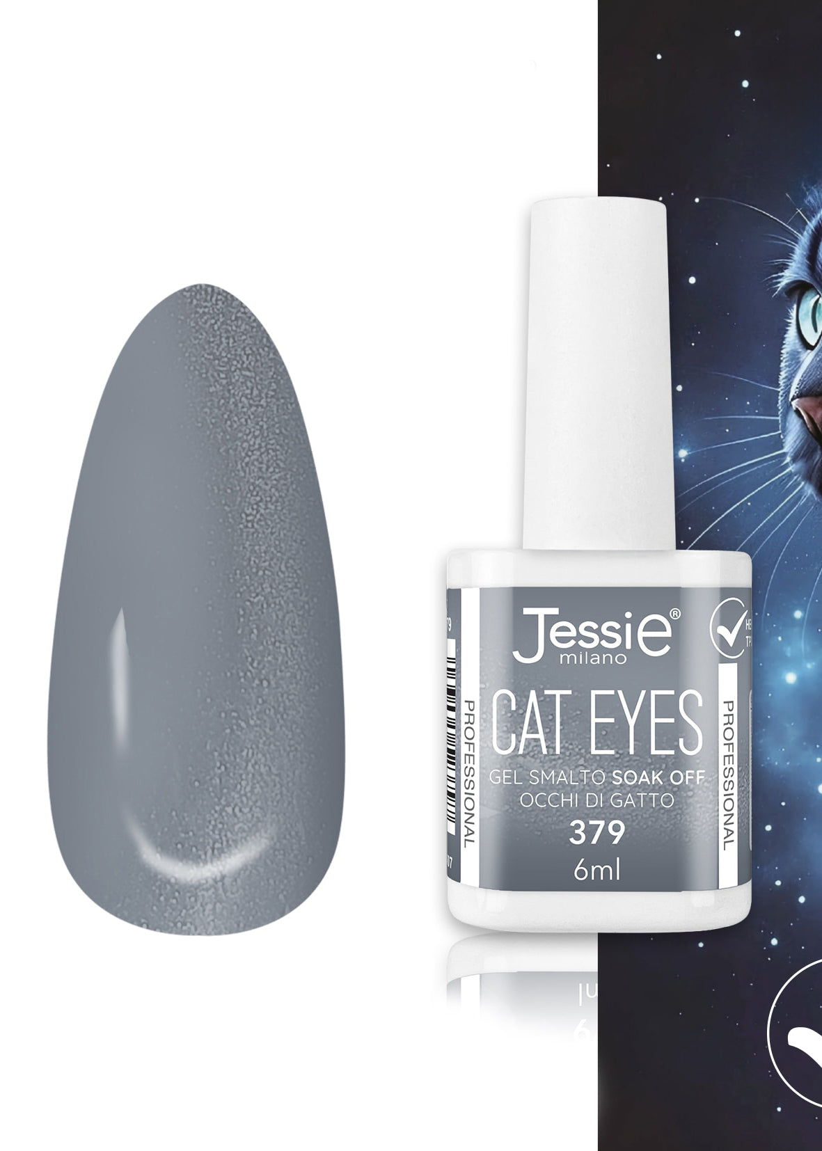 Gel Smalto Cat Eye Semipermanente 6ml – Jessie Milano | 24 Colori Acciaio - 379