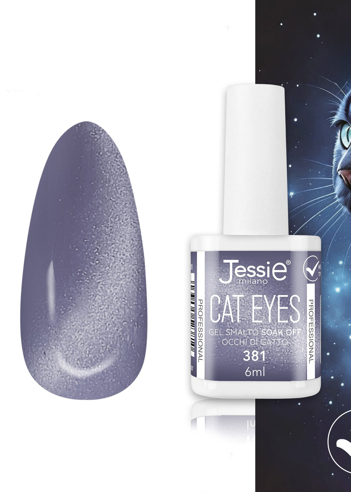Gel Smalto Cat Eye Semipermanente 6ml – Jessie Milano | 24 Colori Sabbia Viola - 381
