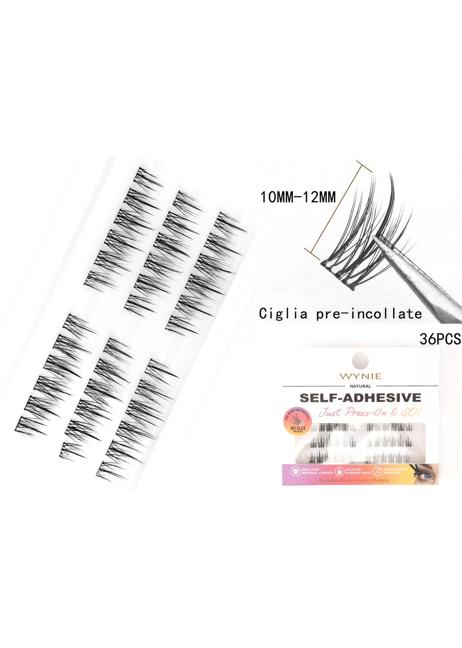 WYNIE Ciglia Finte a Ciuffetti 10mm-12mm – Mix Lunghezze, Effetto Volume