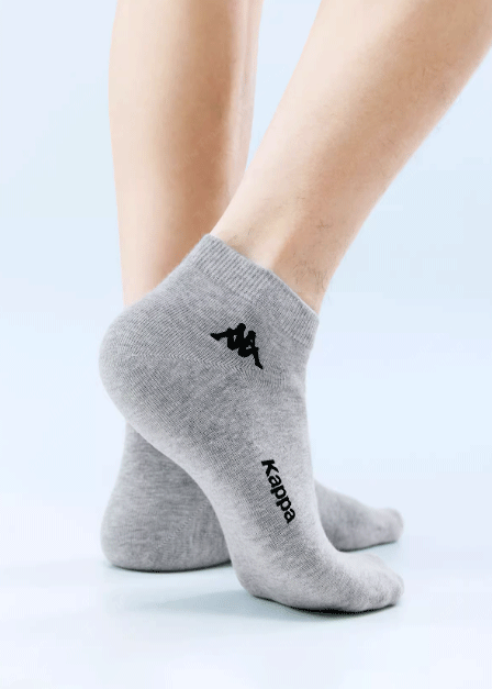 Minicalze Uomo Kappa in Cotone – Confezione da 3 Paia, Nero Grigio Bianco