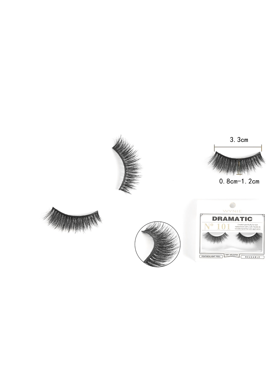 WYNIE Ciglia Finte 3.3cm N101 – Fibra Sintetica, Effetto Naturale