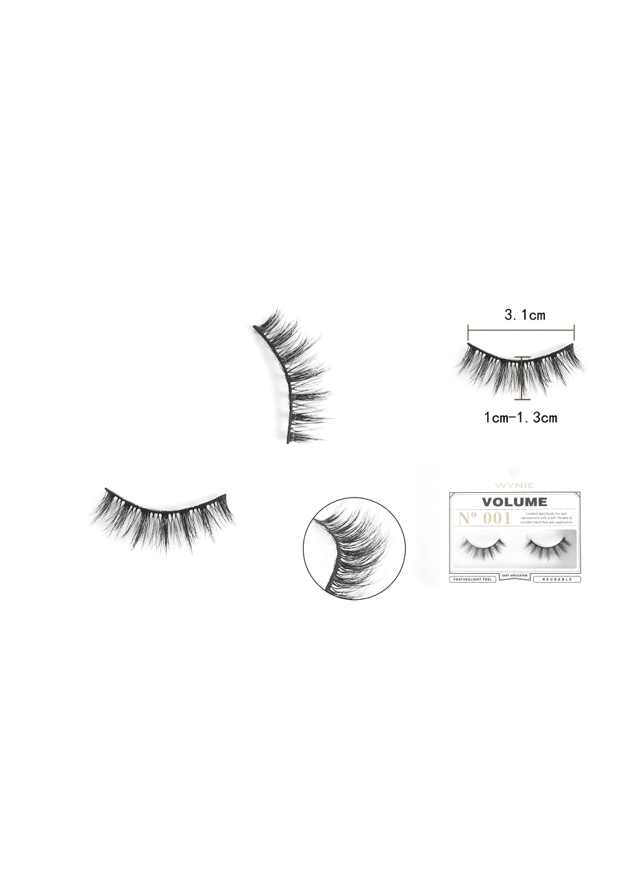 WYNIE Ciglia Finte 3.1cm N001 – Fibra Sintetica, Effetto Naturale