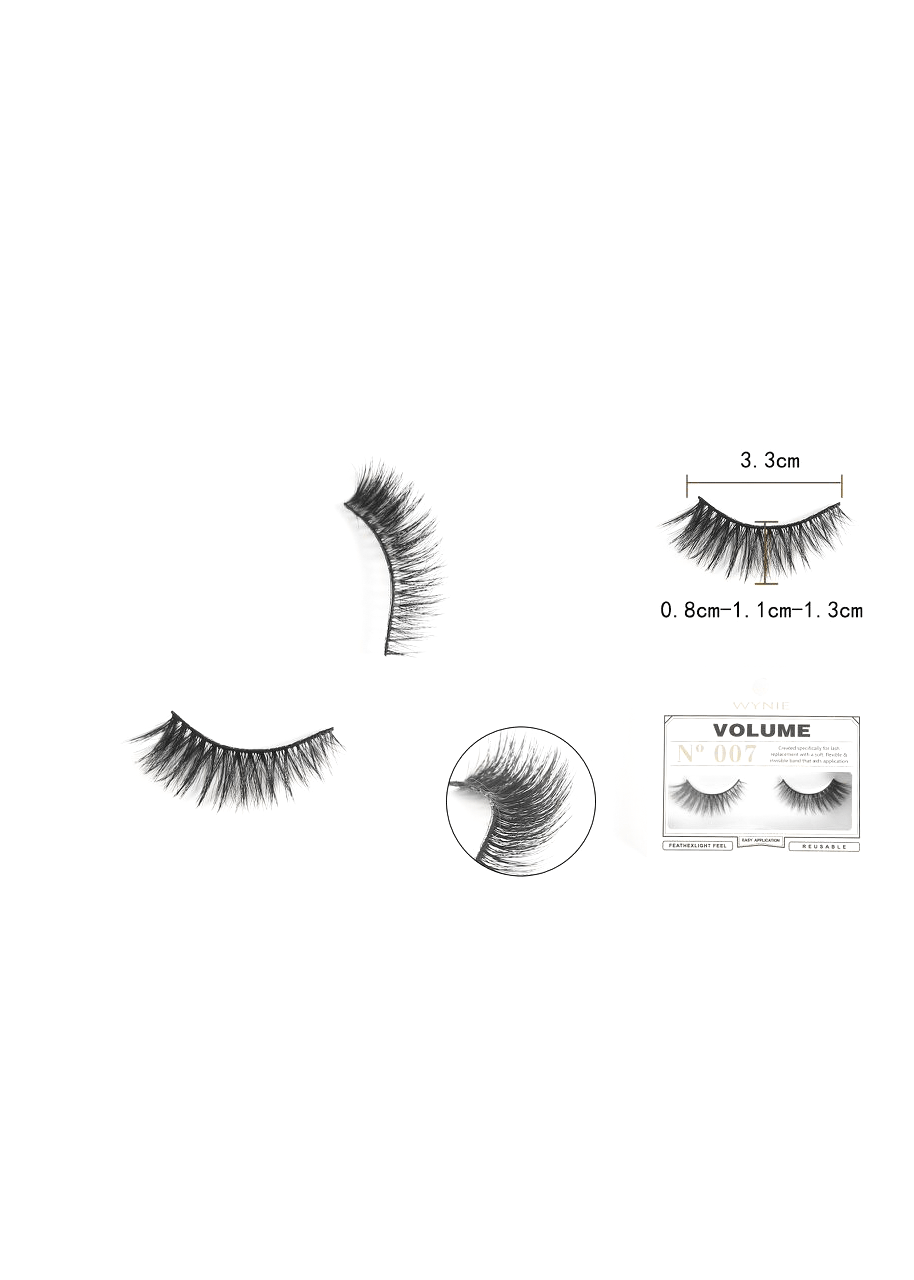 WYNIE Ciglia Finte 3.3cm N007 – Fibra Sintetica, Effetto Naturale