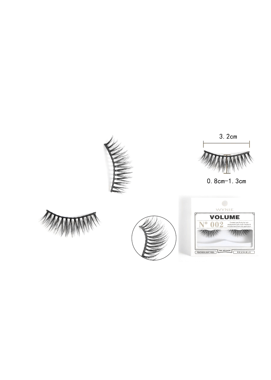 WYNIE Ciglia Finte 3.2cm N002 – Fibra Sintetica, Effetto Naturale
