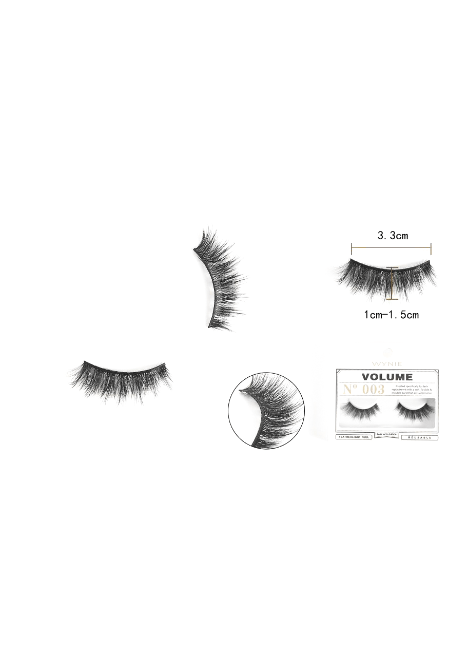 WYNIE Ciglia Finte 3.3cm N003 – Fibra Sintetica, Effetto Naturale