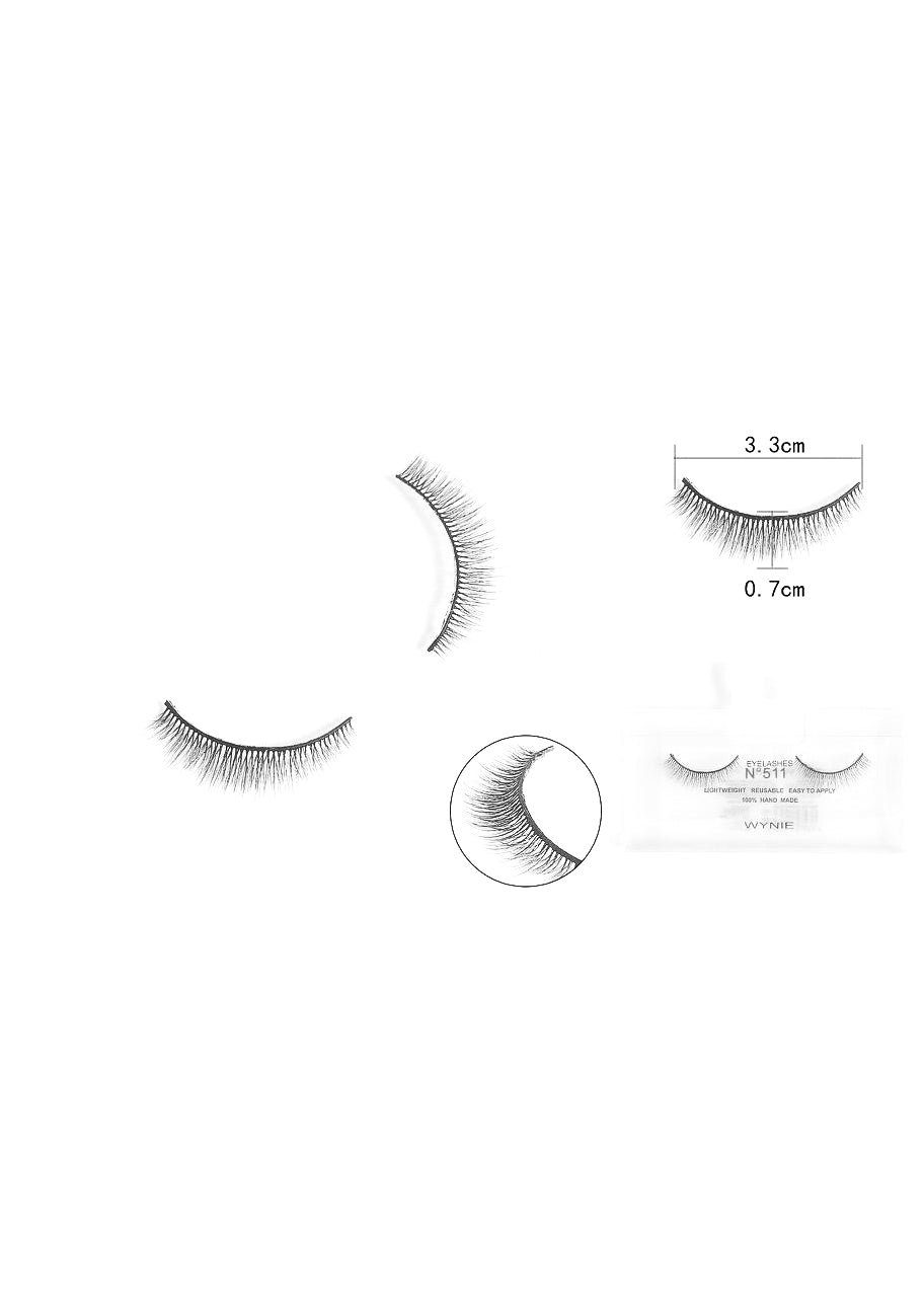 WYNIE Ciglia Finte 3.3cm N511 – Fibra Sintetica, Effetto Naturale