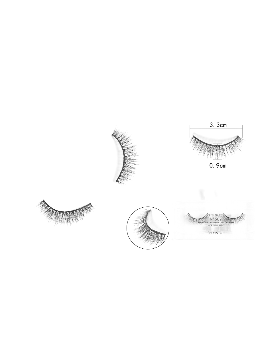 WYNIE Ciglia Finte 3.3cm N507 – Fibra Sintetica, Effetto Naturale