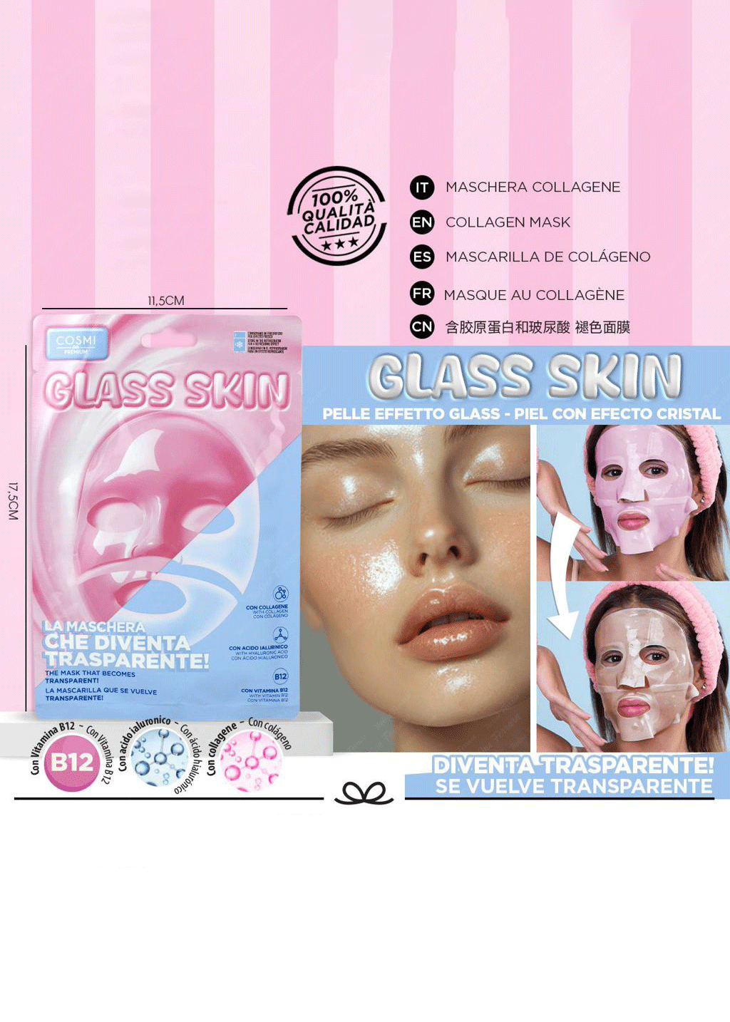 Maschera viso glass skin con ac. Ialuronico